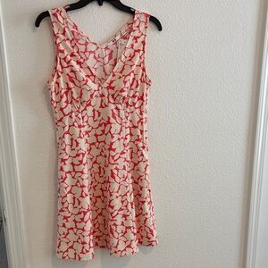Uniqlo Cream and Salmon Floral Mini Dress with side Pockets